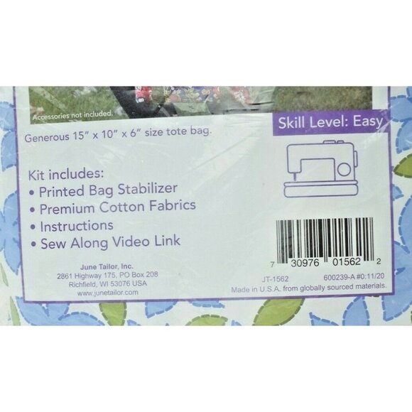 June Tailor Inc Large Weekender Bag Sewing Kit Wild Crimson Easy Level (New) - Picture 3 of 4